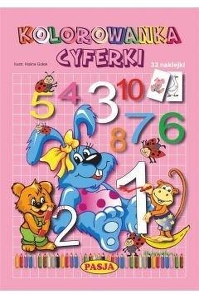 Kolorowanka z naklejkami. Cyferki