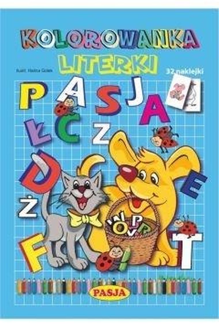 Kolorowanka z naklejkami. Literki