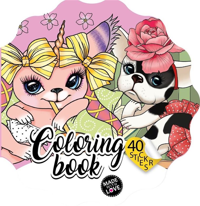 Kolorowanka z naklejkami. Pieski