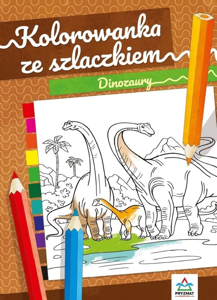 Kolorowanka ze szlaczkiem. Dinozaury