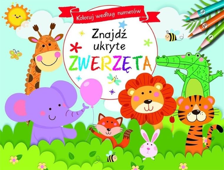 Koloruj według numerów. Znajdź ukryte zwierzęta