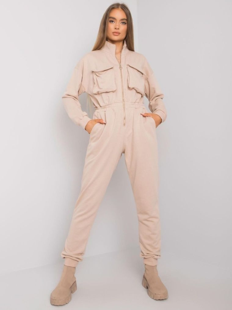 Kombinezon damski, beżowy, Ex Moda