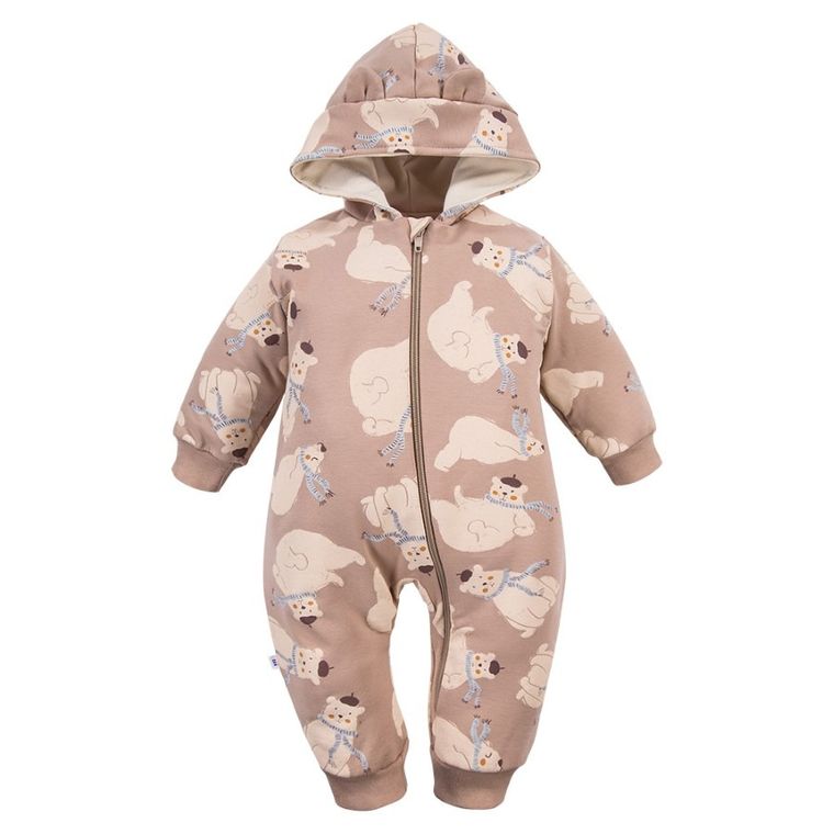 Kombinezon przejściowy chłopięcy z kapturem, beżowy, Eevi