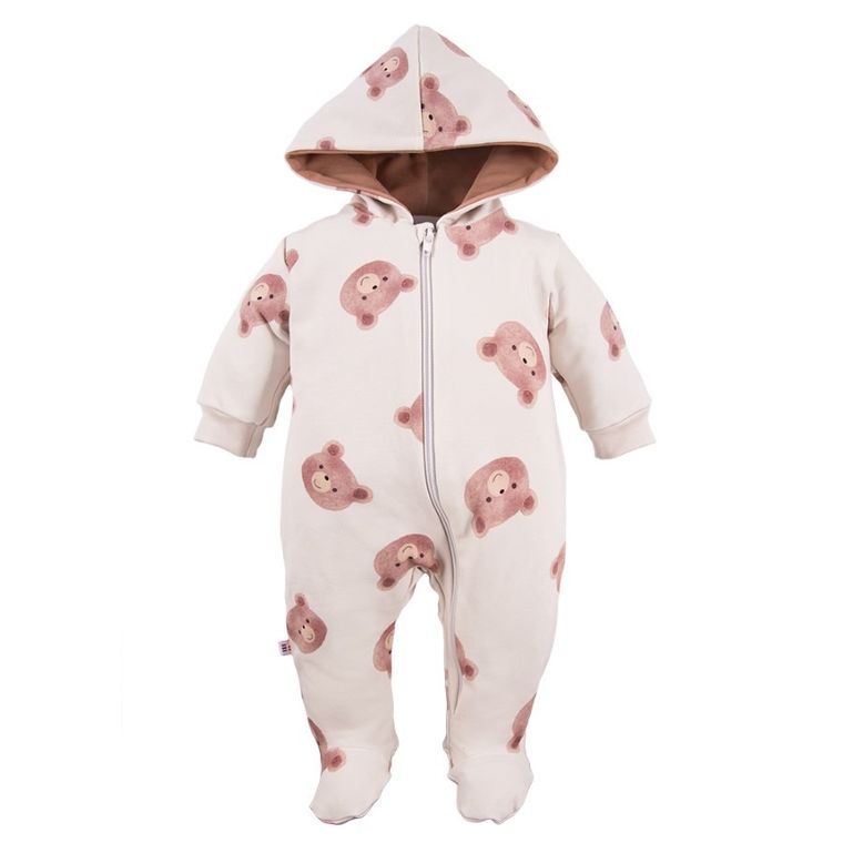 Kombinezon przejściowy chłopięcy z kapturem, ecru, Eevi