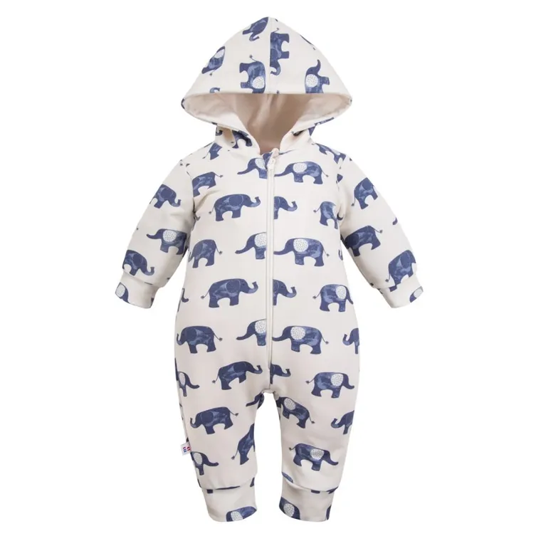 Kombinezon przejściowy chłopięcy z kapturem, ecru, Eevi