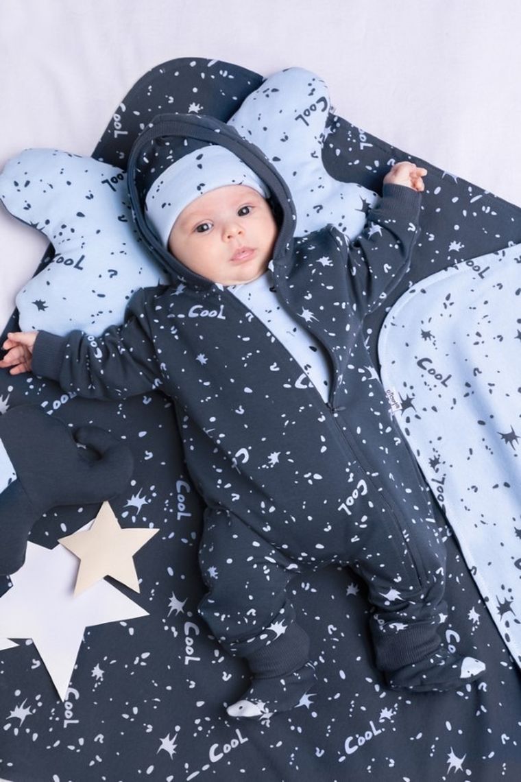 Kombinezon przejściowy chłopięcy z kapturem, granatowy, Nicol