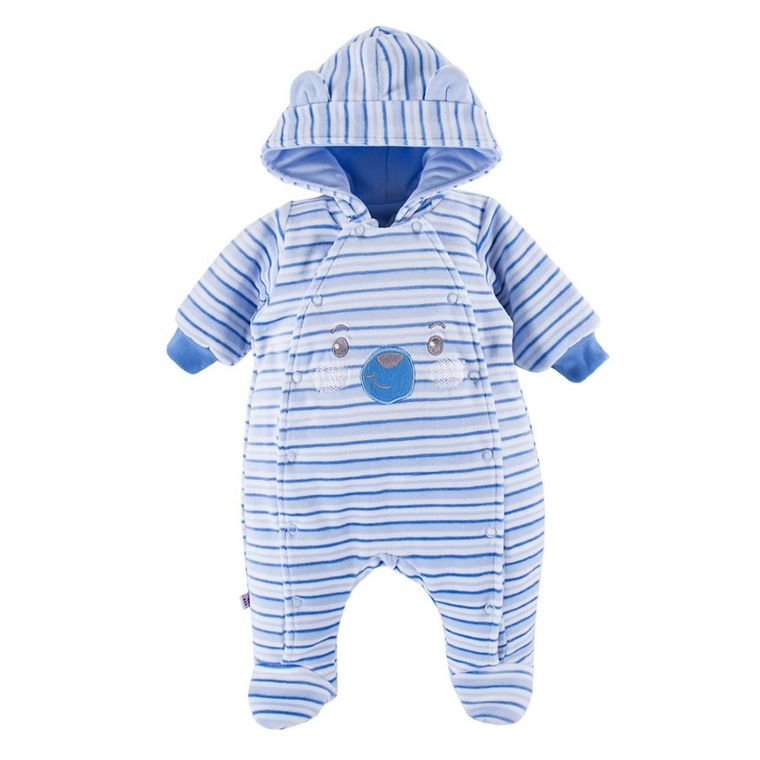 Kombinezon przejściowy chłopięcy z kapturem, ocieplany, niebieski, Eevi