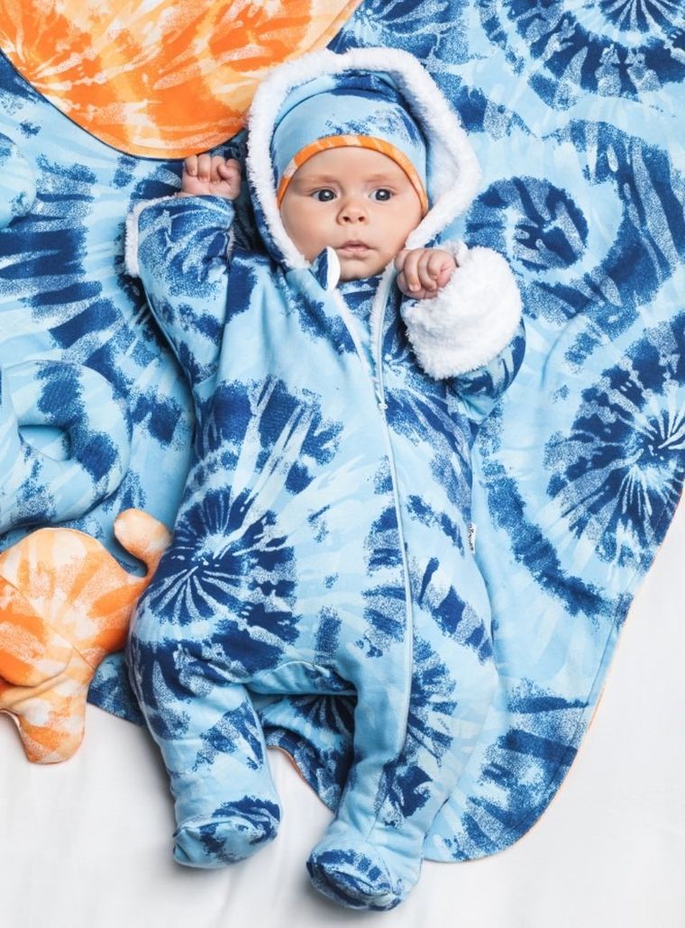 Kombinezon przejściowy chłopięcy z kapturem, ocieplany, niebieski, Nicol