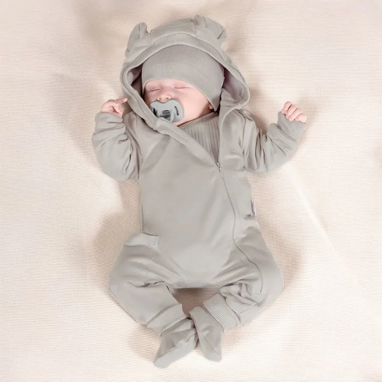 Kombinezon przejściowy chłopięcy z kapturem, szary, Nicol