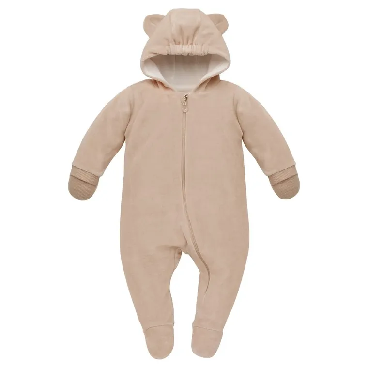 Kombinezon przejściowy dziecięcy z kapturem, ocieplany, beżowy, Pinokio