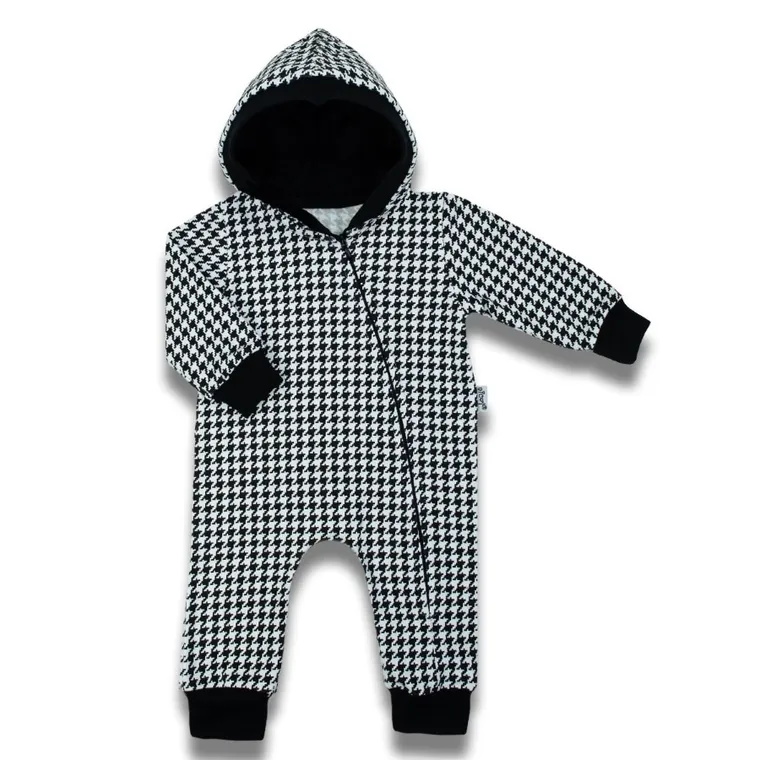 Kombinezon przejściowy dziewczęcy z kapturem, biało-czarny, Nicol