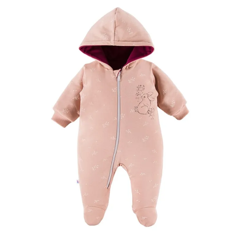 Kombinezon przejściowy dziewczęcy z kapturem, jasnoróżowy, Eevi