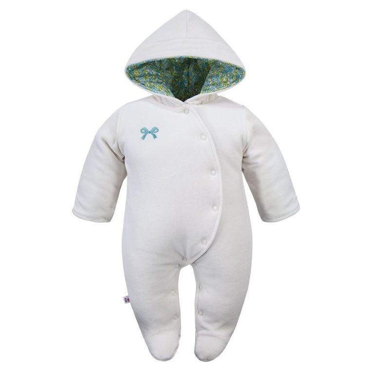 Kombinezon przejściowy dziewczęcy z kapturem, ocieplany, biały, Eevi
