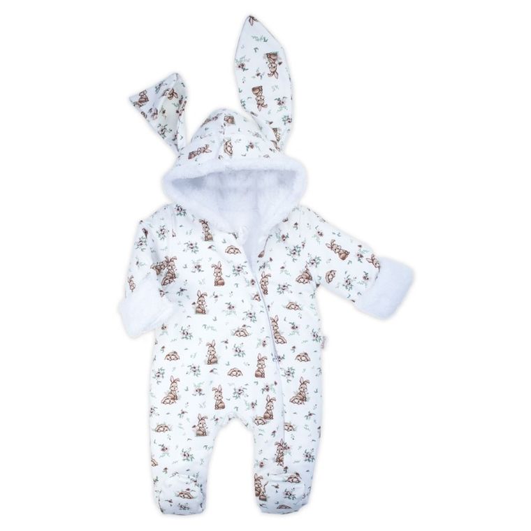 Kombinezon przejściowy dziewczęcy z kapturem, ocieplany, biały, Nicol