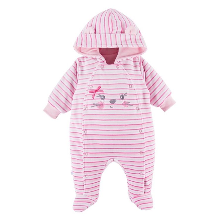 Kombinezon przejściowy dziewczęcy z kapturem, ocieplany, różowy, Eevi