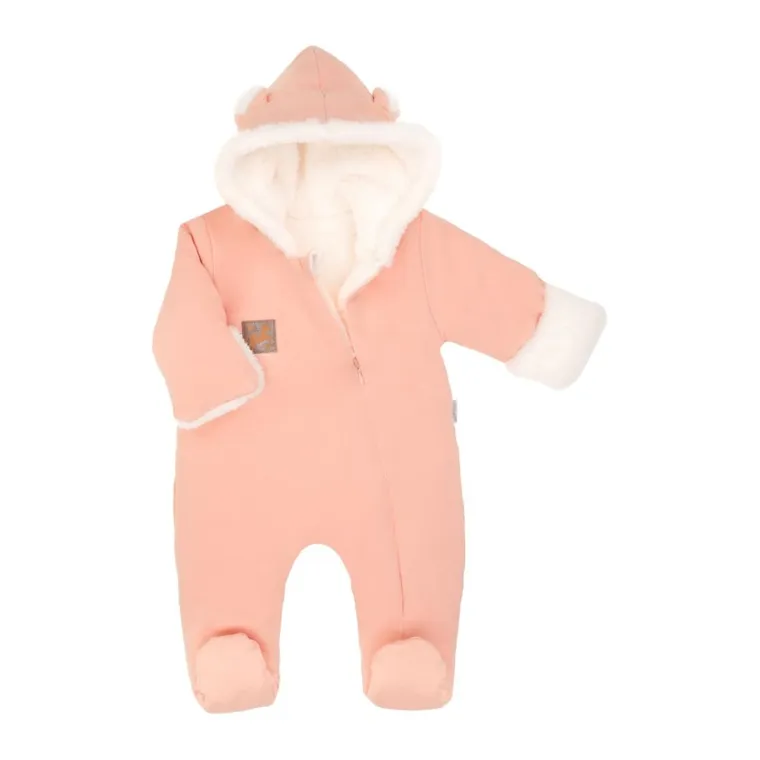 Kombinezon przejściowy dziewczęcy z kapturem, ocieplany, różowy, Nicol