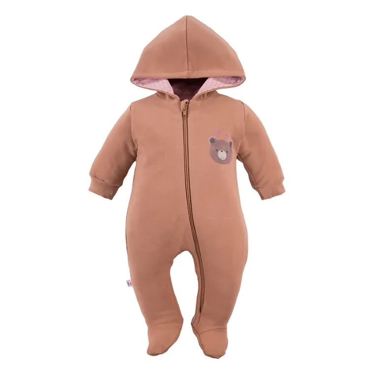 Kombinezon przejściowy dziewczęcy z kapturem, różowy, Eevi