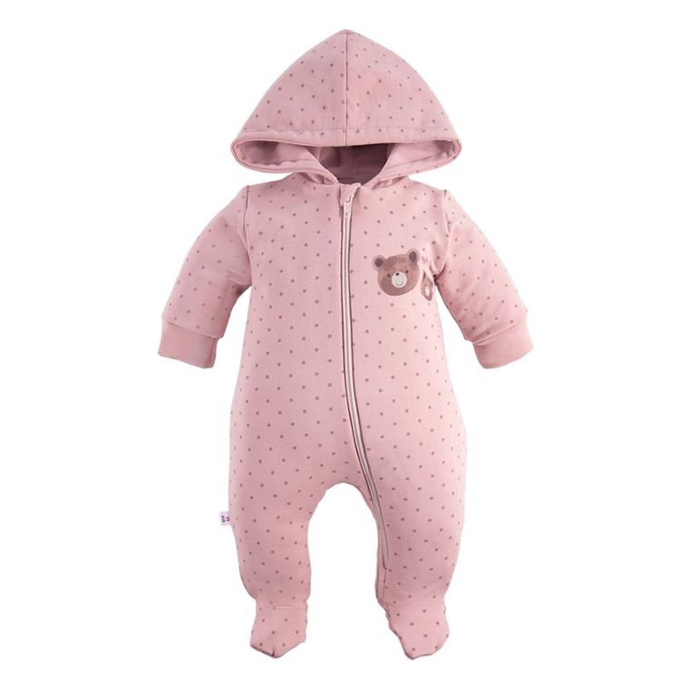 Kombinezon przejściowy dziewczęcy z kapturem, różowy, Eevi