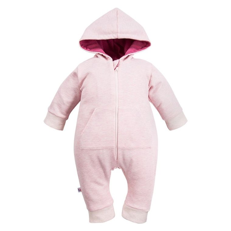 Kombinezon przejściowy dziewczęcy z kapturem, różowy, Eevi