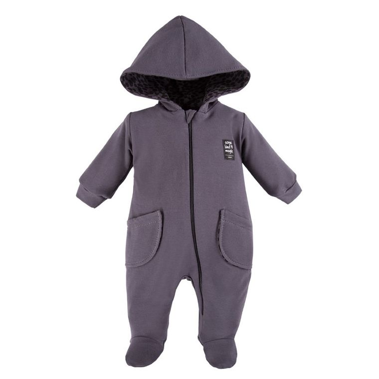 Kombinezon przejściowy niemowlęcy z kapturem, ciemnoszary, Eevi