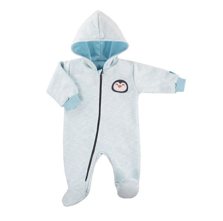 Kombinezon przejściowy niemowlęcy z kapturem, turkusowy, Eevi