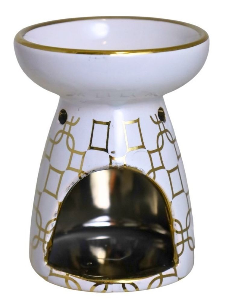 Kominek zapachowy, biało-złoty, 8-8-11.5 cm