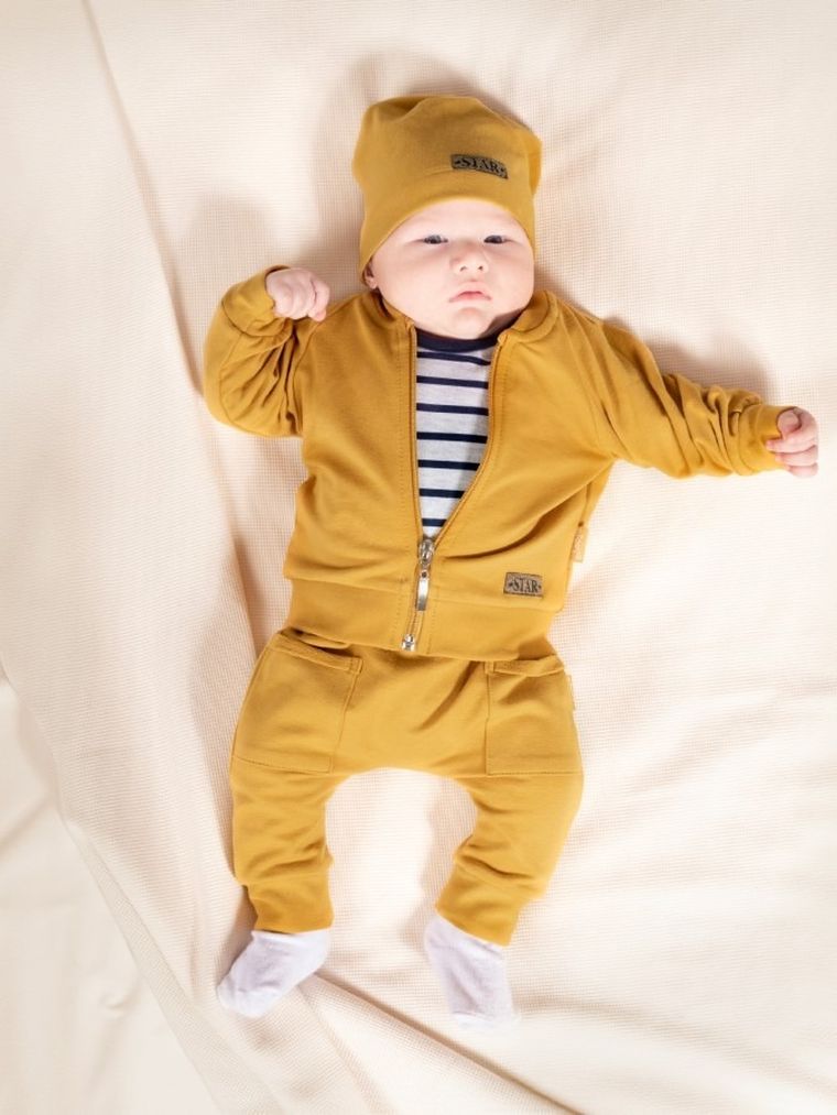 Komplet chłopięcy 4-częściowy, żółty, Nicol