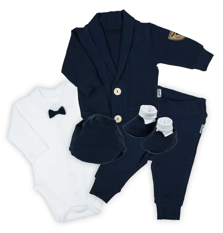 Komplet chłopięcy 5-częściowy, biało-granatowy, Nicol
