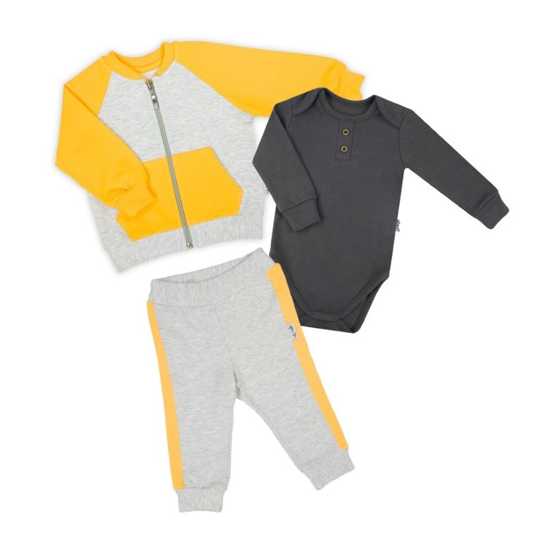 Komplet chłopięcy, Bluza, rozpinana, Body z długim rękawem, Spodnie dresowe, mix, Nicol