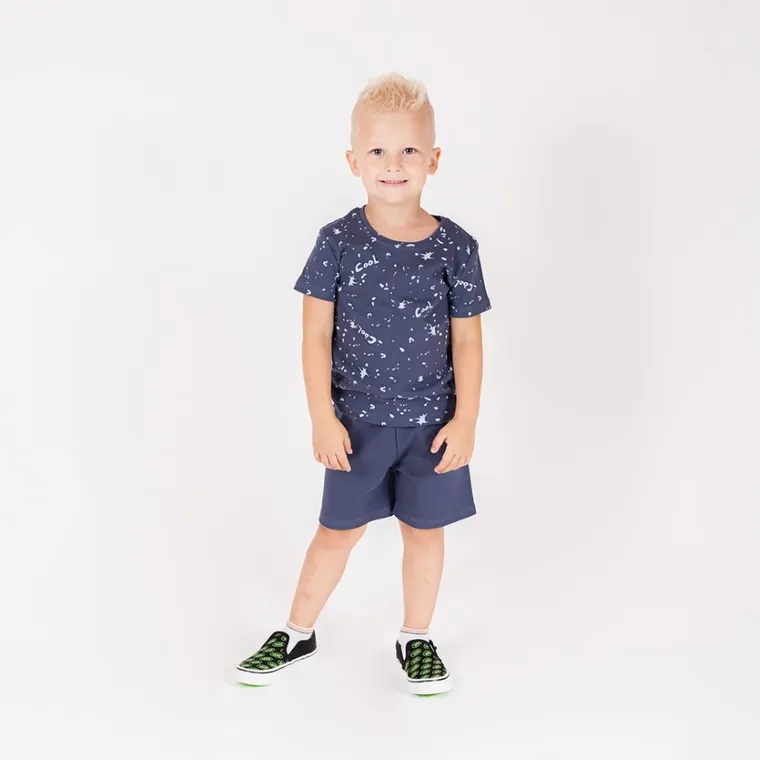Komplet chłopięcy, Bluzka z krótkim rękawem, Szorty, granatowy, Nicol