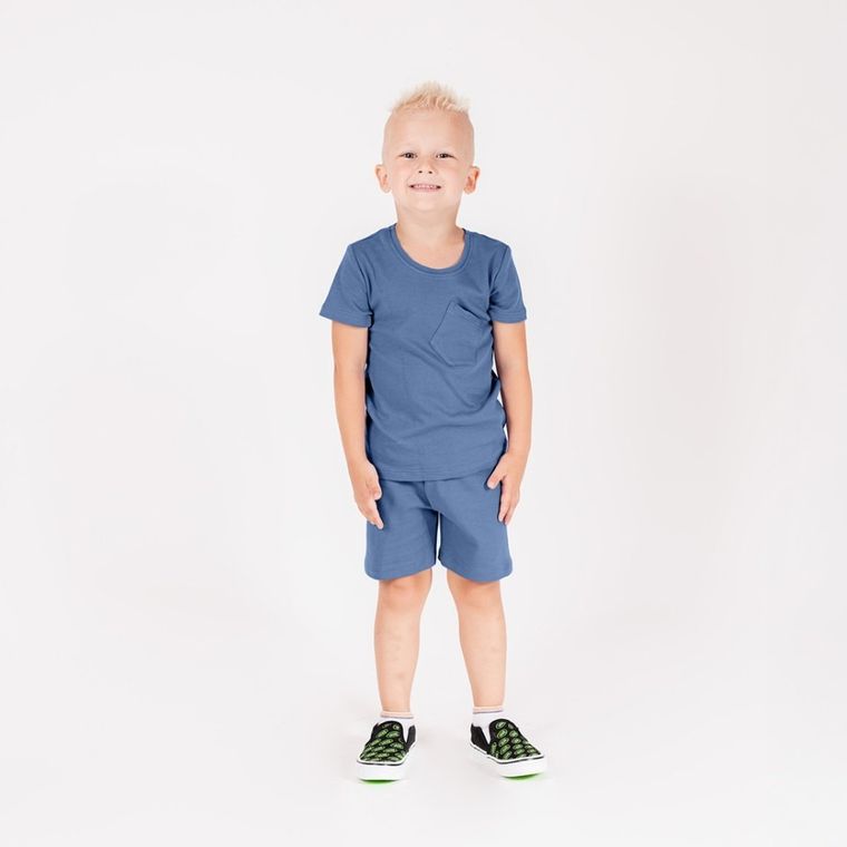 Komplet chłopięcy, Bluzka z krótkim rękawem, Szorty, niebieski, Nicol