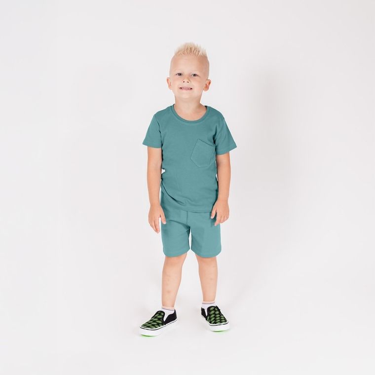 Komplet chłopięcy, Bluzka z krótkim rękawem, Szorty, zielony, Nicol
