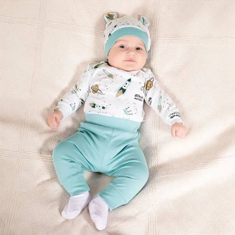 Komplet chłopięcy, Body z długim rękawem, Spodnie dresowe, Czapka, mix, Nicol