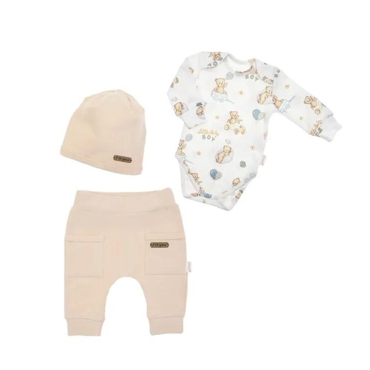 Komplet chłopięcy, Body z długim rękawem, Spodnie dresowe, Czapka, mix, Nicol