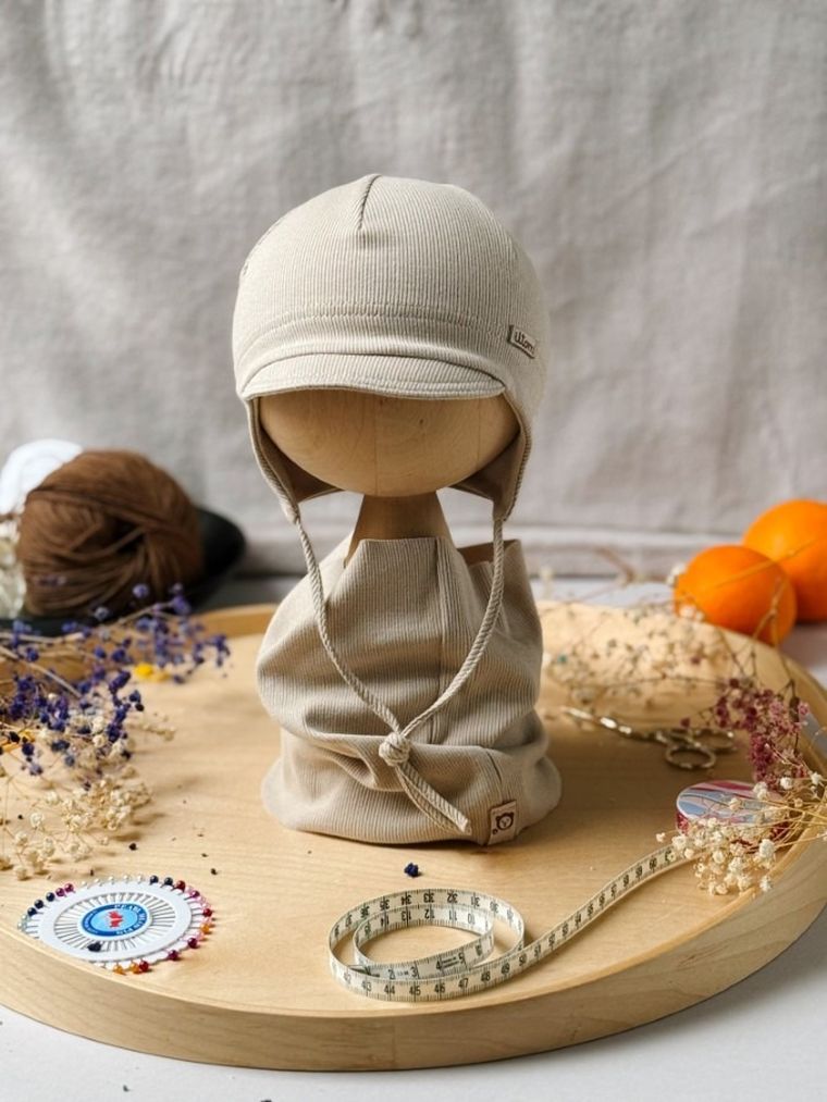 Komplet chłopięcy, Czapka, Komin, beżowy, Iltom