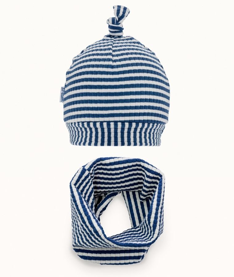 Komplet chłopięcy, Czapka, Komin, granatowy, Iltom