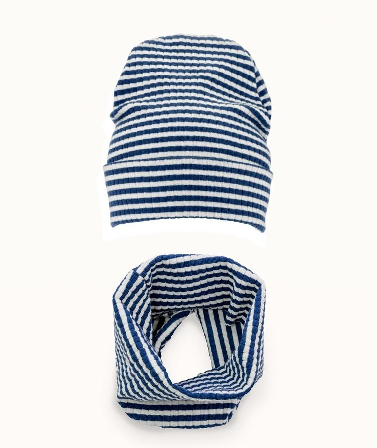 Komplet chłopięcy, Czapka, Komin, granatowy, Iltom