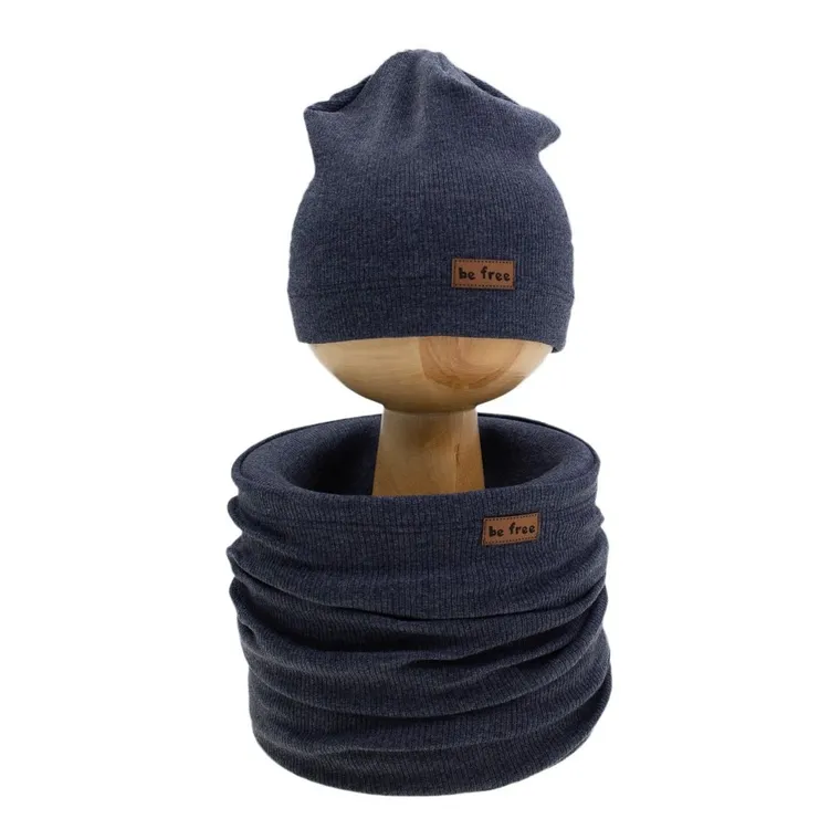 Komplet chłopięcy, Czapka, Komin, granatowy, Nicol