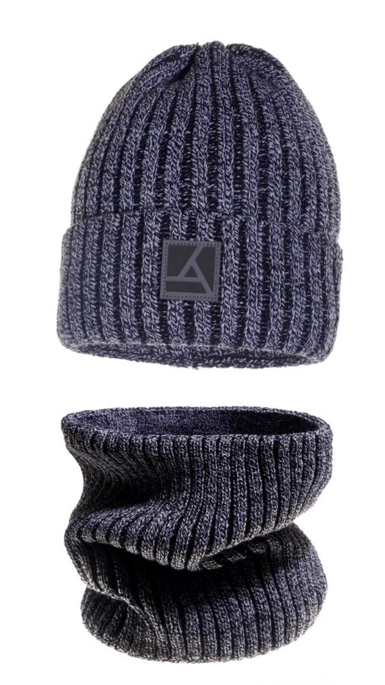 Komplet chłopięcy, Czapka, Komin, mix, Ambra