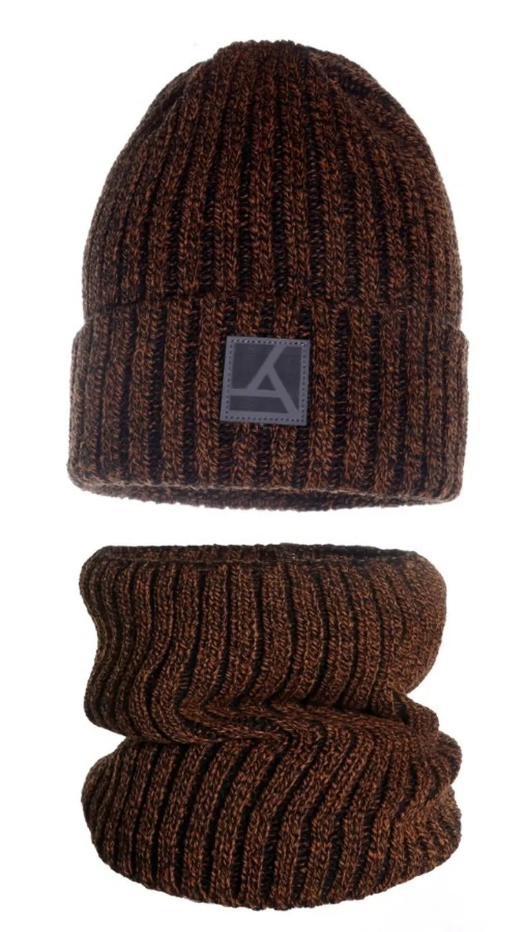 Komplet chłopięcy, Czapka, Komin, mix, Ambra