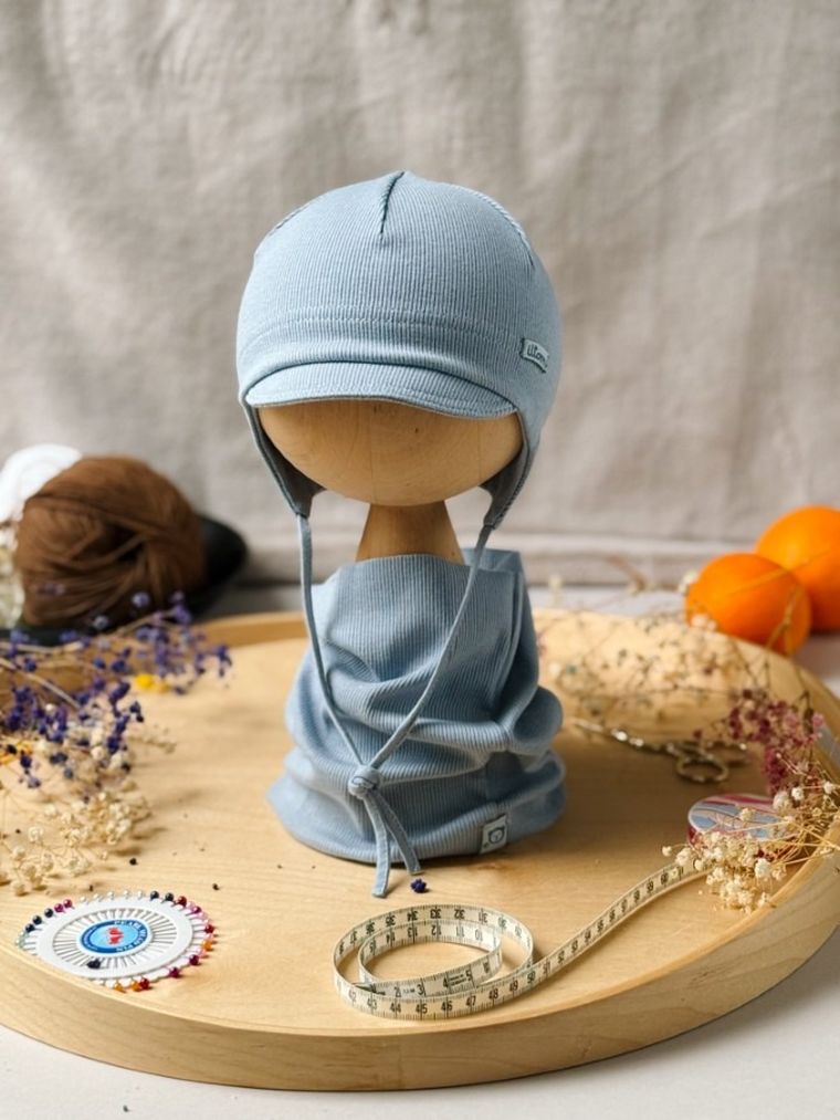 Komplet chłopięcy, Czapka, Komin, niebieski, Iltom