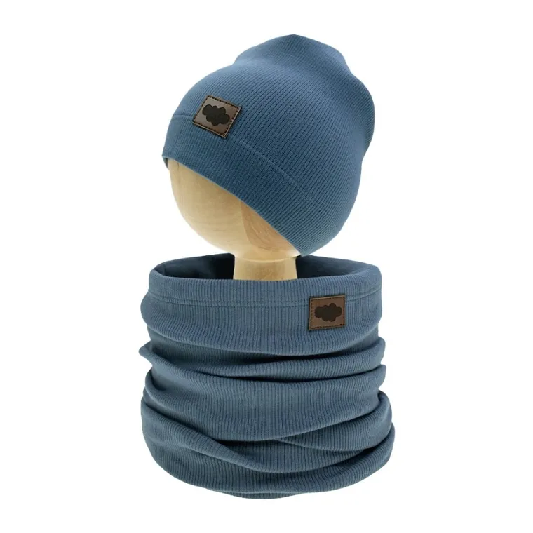 Komplet chłopięcy, Czapka, Komin, niebieski, Nicol