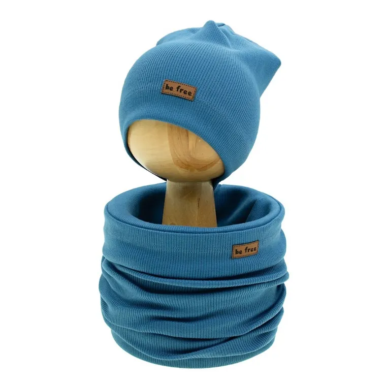 Komplet chłopięcy, Czapka, Komin, niebieski, Nicol