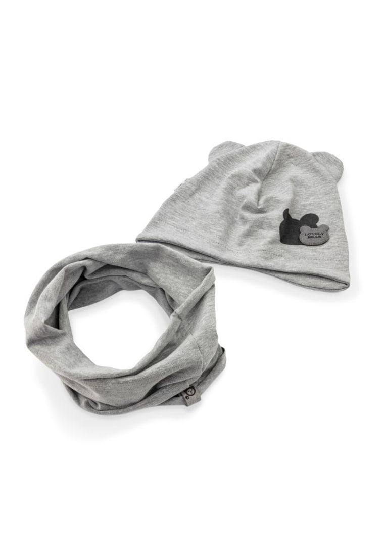 Komplet chłopięcy, Czapka, Komin, szary, Iltom