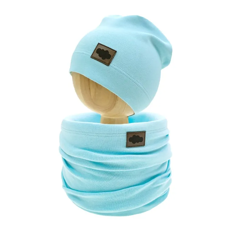 Komplet chłopięcy, Czapka, Komin, turkusowy, Nicol