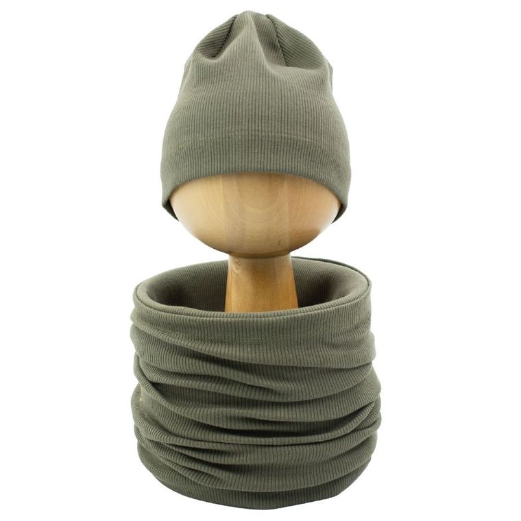 Komplet chłopięcy, Czapka, Komin, zielony, Nicol