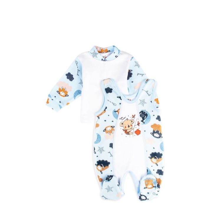 Komplet chłopięcy, Kaftanik, Śpiochy, biało-niebieski, Tup Tup