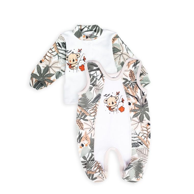 Komplet chłopięcy, Kaftanik, Śpiochy, biało-zielony, Tup Tup