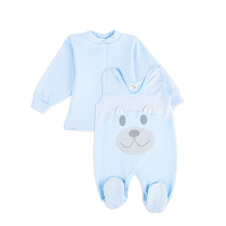 Komplet chłopięcy, Kaftanik, Śpiochy, niebieski, Tup Tup