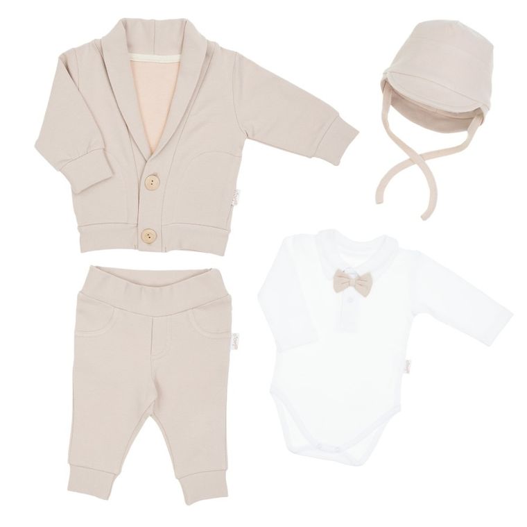 Komplet chłopięcy, Marynarka, Body z długim rękawem, Czapka, Spodnie dresowe, mix, Nicol